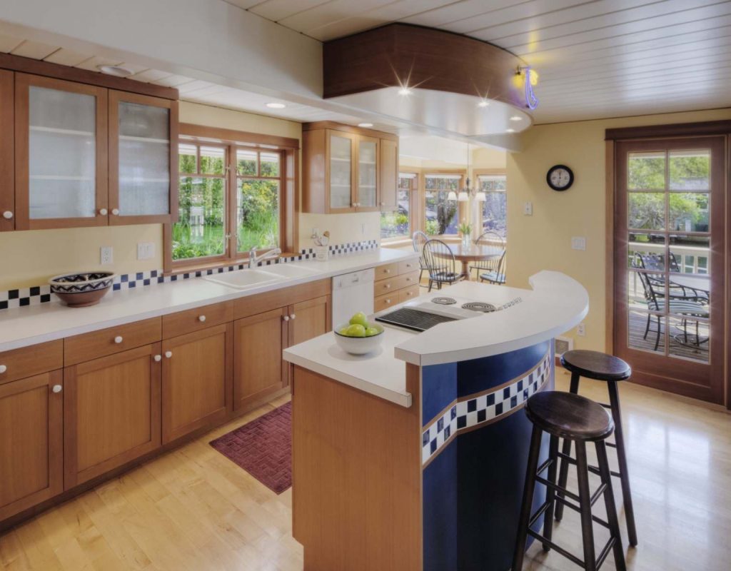 Counter Tops and Stools in Open Kitchen